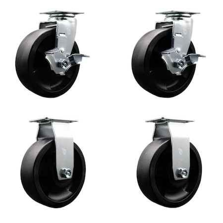 Service Caster Tool Box Caster Wheel Set 6'' Glass Filled Nylon Swivel Casters, 4PK TOOL-SCC-20S620-GFNB-TLB-2-R-2